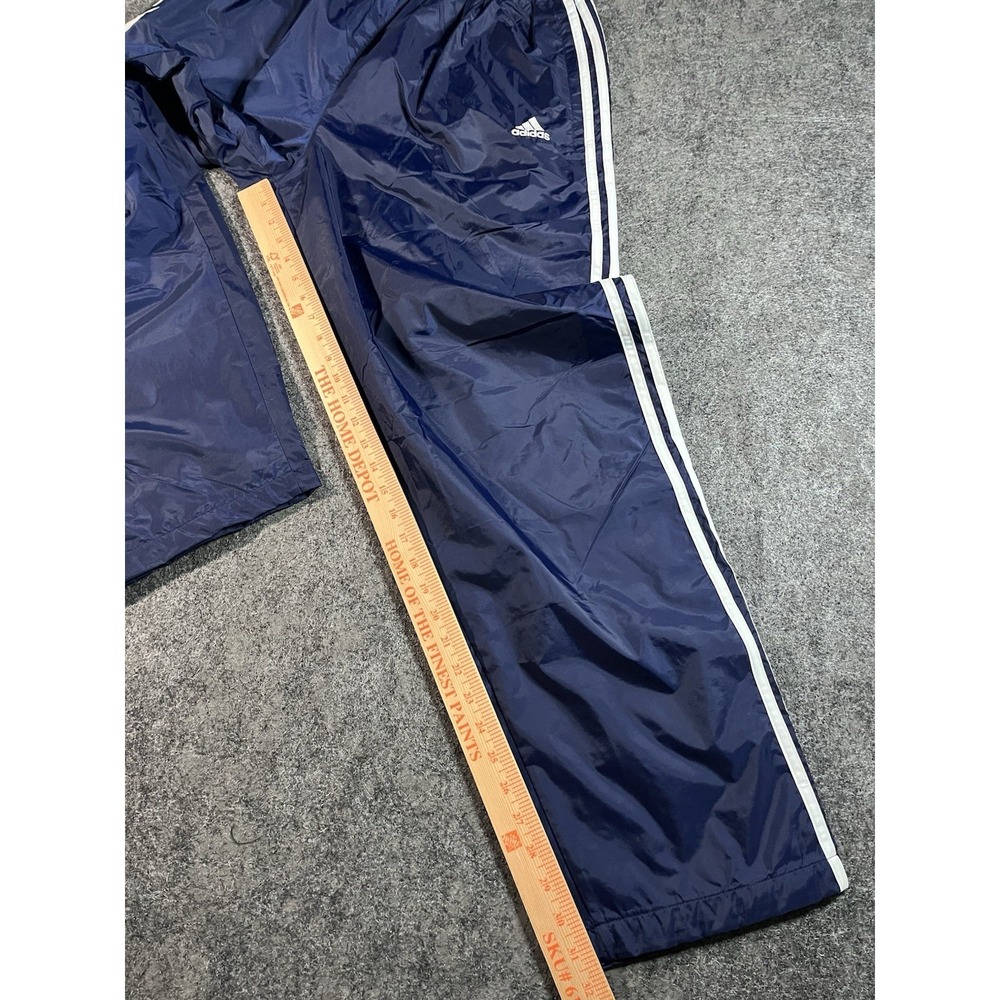 Vintage Adidas Snap Button Track Pants Men's XL Blue Silky Baggy Wide Leg Y2K - Picture 8 of 10